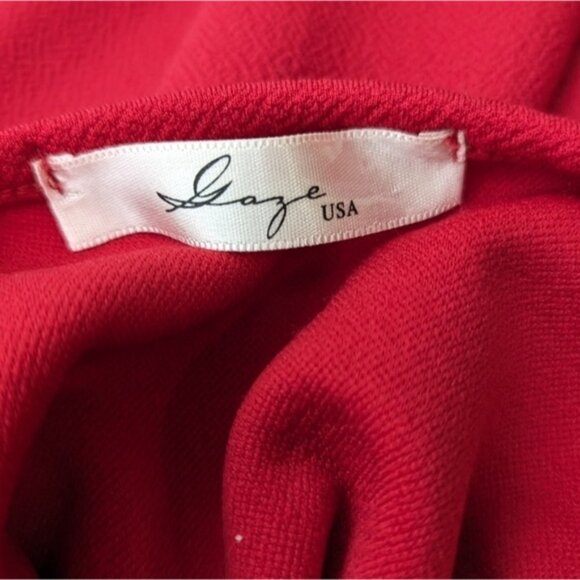 Gaze USA Small Bright Red Strappy Lattice Mini Dress Flirty Fit and Flare‎ - Picture 7 of 8